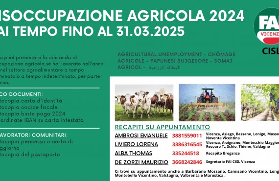 DISOCCUPAZIONE AGRICOLA 2024