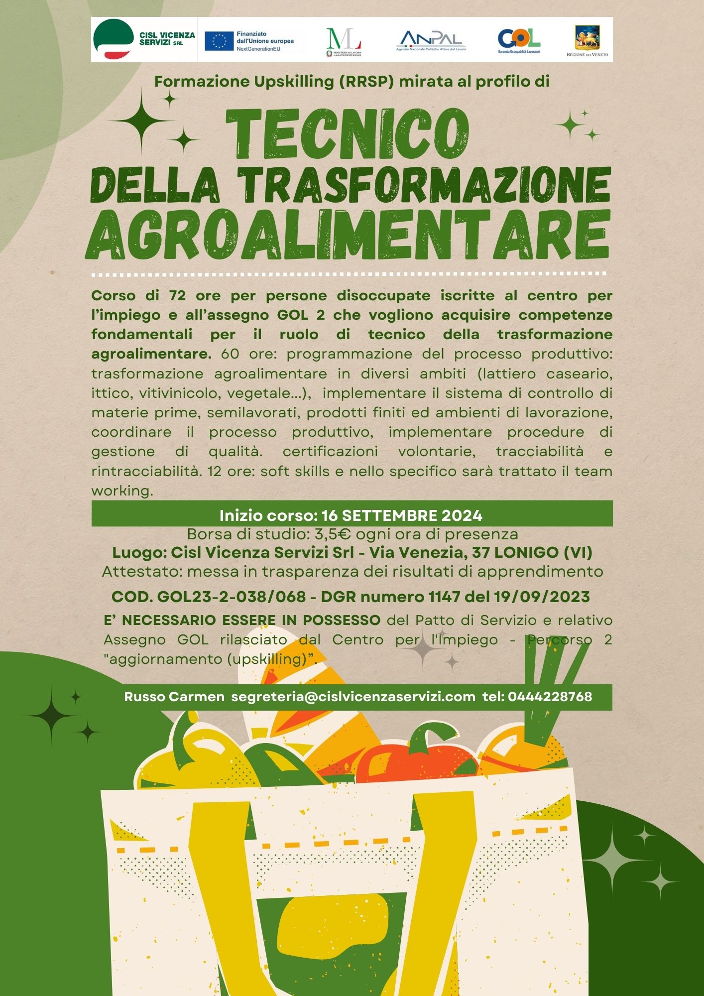 TECNICO DELLA TRASFORMAZIONE AGROALIMENTARE - LONIGO