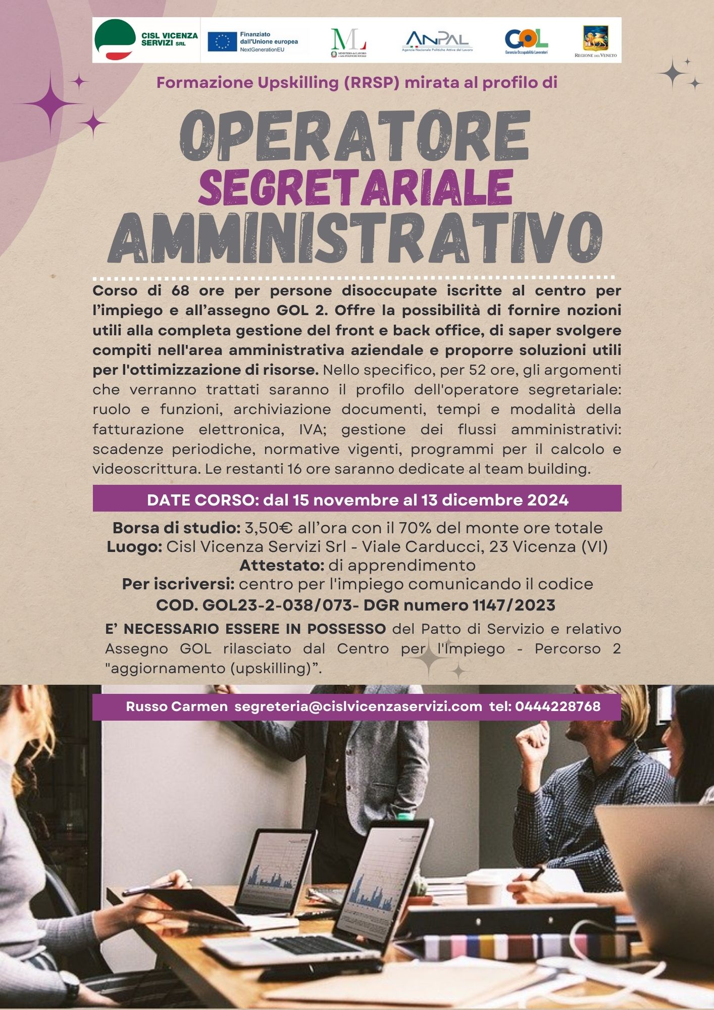 OPERATORE AMMINISTRATIVO SEGRETARIALE - VICENZA